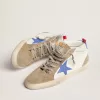 Mid Star da uomo con stella in pelle blu e inserti in pelle scamosciata grigio tortora