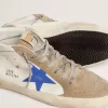 Mid Star da uomo con stella in pelle blu e inserti in pelle scamosciata grigio tortora