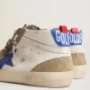 Mid Star da uomo con stella in pelle blu e inserti in pelle scamosciata grigio tortora