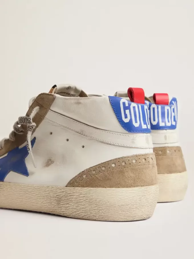 Mid Star da uomo con stella in pelle blu e inserti in pelle scamosciata grigio tortora