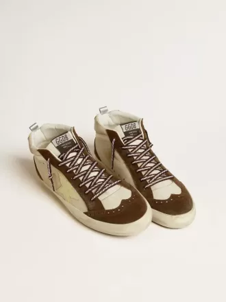 Mid Star da uomo in beige glitterato con stella in pelle scamosciata gialla e flash in cotone Mid Star da uomo in beige glitterato con stella in pelle scamosciata gialla e flash in cotone