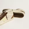 Mid Star da uomo in beige glitterato con stella in pelle scamosciata gialla e flash in cotone
