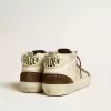 Mid Star da uomo in beige glitterato con stella in pelle scamosciata gialla e flash in cotone