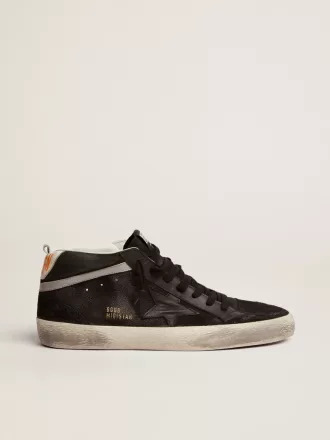 Mid Star da uomo in nabuk con stella in pelle nera e dettagli argentati Mid Star da uomo in nabuk con stella in pelle nera e dettagli argentati