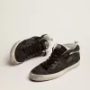 Mid Star da uomo in nabuk con stella in pelle nera e dettagli argentati