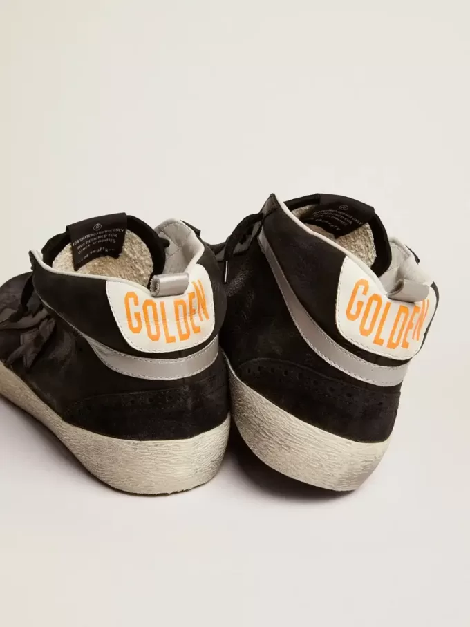 Mid Star da uomo in nabuk con stella in pelle nera e dettagli argentati