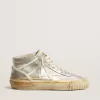 Mid Star da uomo in pelle metallizzata argento con stella avorio