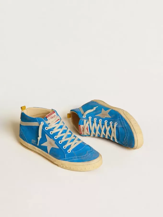 Mid Star da uomo in pelle scamosciata con stella in pelle metallizzata e linguetta sul tallone in pelle Mid Star da uomo in pelle scamosciata con stella in pelle metallizzata e linguetta sul tallone in pelle