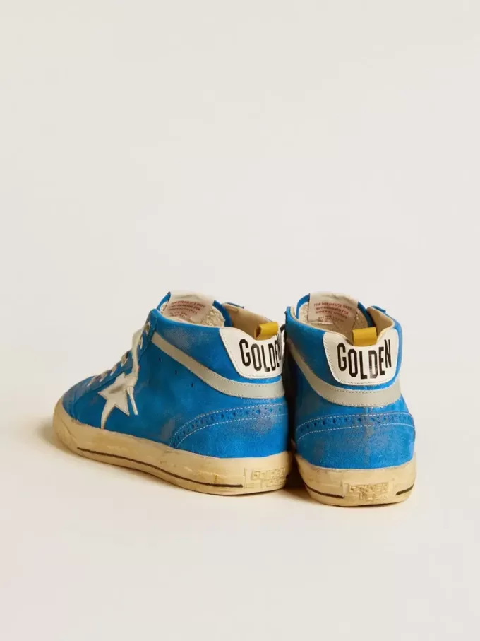 Mid Star da uomo in pelle scamosciata con stella in pelle metallizzata e linguetta sul tallone in pelle Mid Star da uomo in pelle scamosciata con stella in pelle metallizzata e linguetta sul tallone in pelle