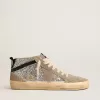 Mid Star in glitter argento con stella in pelle scamosciata e flash nero Mid Star in glitter argento con stella in pelle scamosciata e flash nero