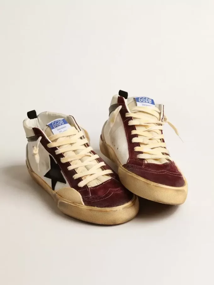 Mid Star in nappa con stella in pelle scamosciata nera e inserti color vino Mid Star in nappa con stella in pelle scamosciata nera e inserti color vino