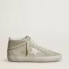 Mid Star in pelle scamosciata grigio chiaro con stella in pelle bianca Mid Star in pelle scamosciata grigio chiaro con stella in pelle bianca