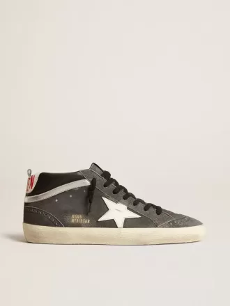 Mid Star in pelle scamosciata nera con stella in pelle bianca e dettaglio argentato Mid Star in pelle scamosciata nera con stella in pelle bianca e dettaglio argentato