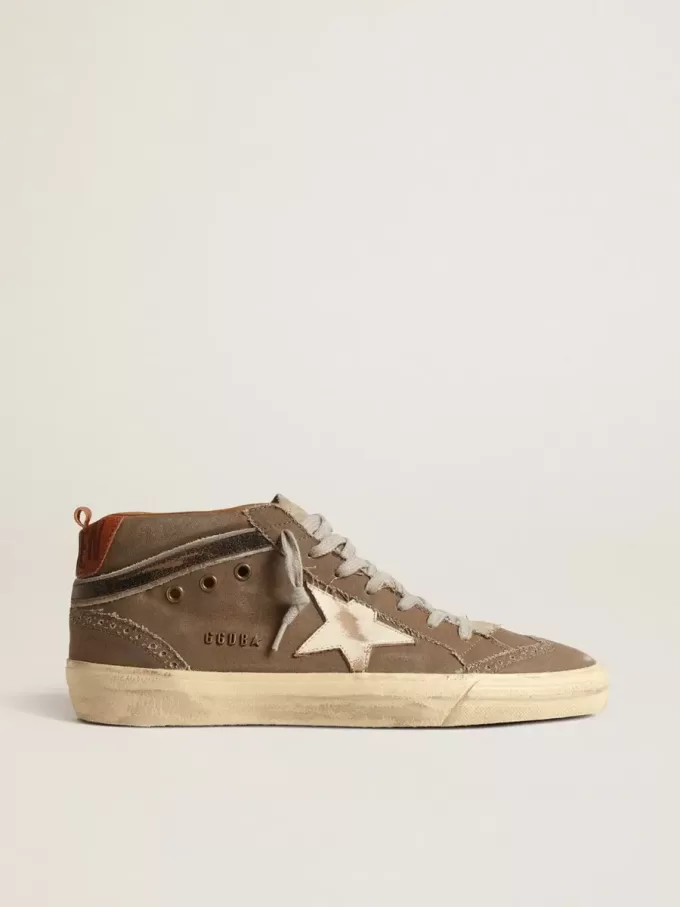 Mid Star in tela verde con stella in pelle e flash nero Mid Star in tela verde con stella in pelle e flash nero