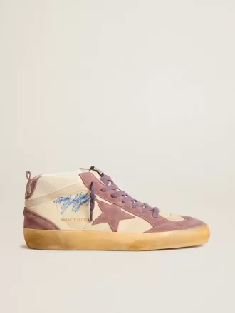 Mid Star LAB da donna in nylon e nappa con stella in camoscio malva Mid Star LAB da donna in nylon e nappa con stella in camoscio malva
