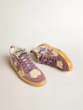 Mid Star LAB da donna in nylon e nappa con stella in camoscio malva Mid Star LAB da donna in nylon e nappa con stella in camoscio malva