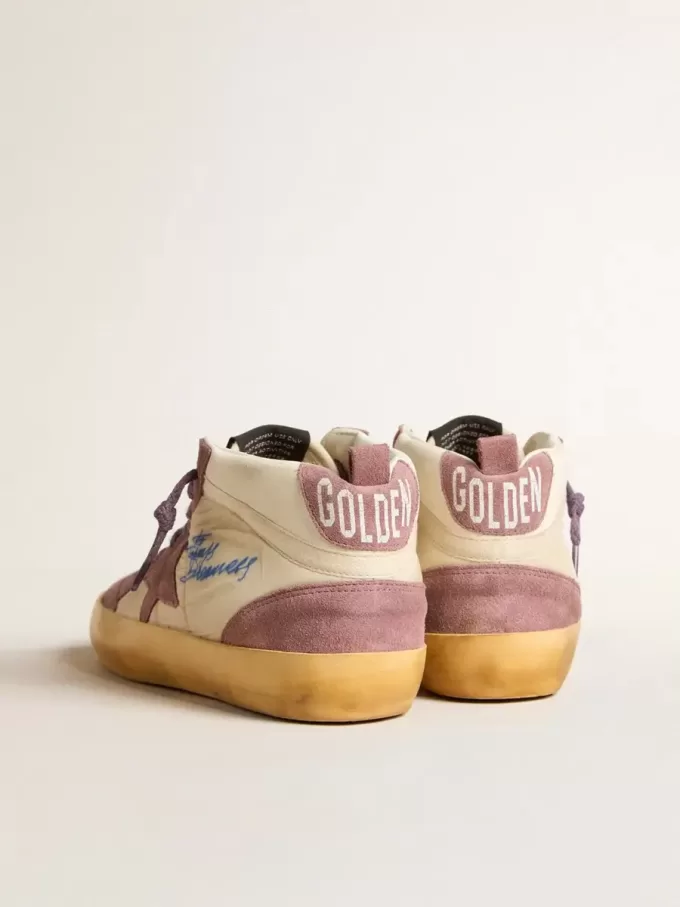 Mid Star LAB da donna in nylon e nappa con stella in camoscio malva