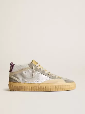 Mid Star LAB in pelle metallizzata argento e mesh con stella traforata Mid Star LAB in pelle metallizzata argento e mesh con stella traforata