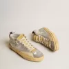 Mid Star LAB in pelle metallizzata argento e mesh con stella traforata Mid Star LAB in pelle metallizzata argento e mesh con stella traforata