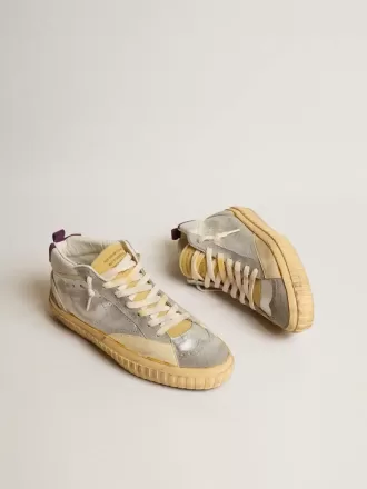 Mid Star LAB in pelle metallizzata argento e mesh con stella traforata Mid Star LAB in pelle metallizzata argento e mesh con stella traforata