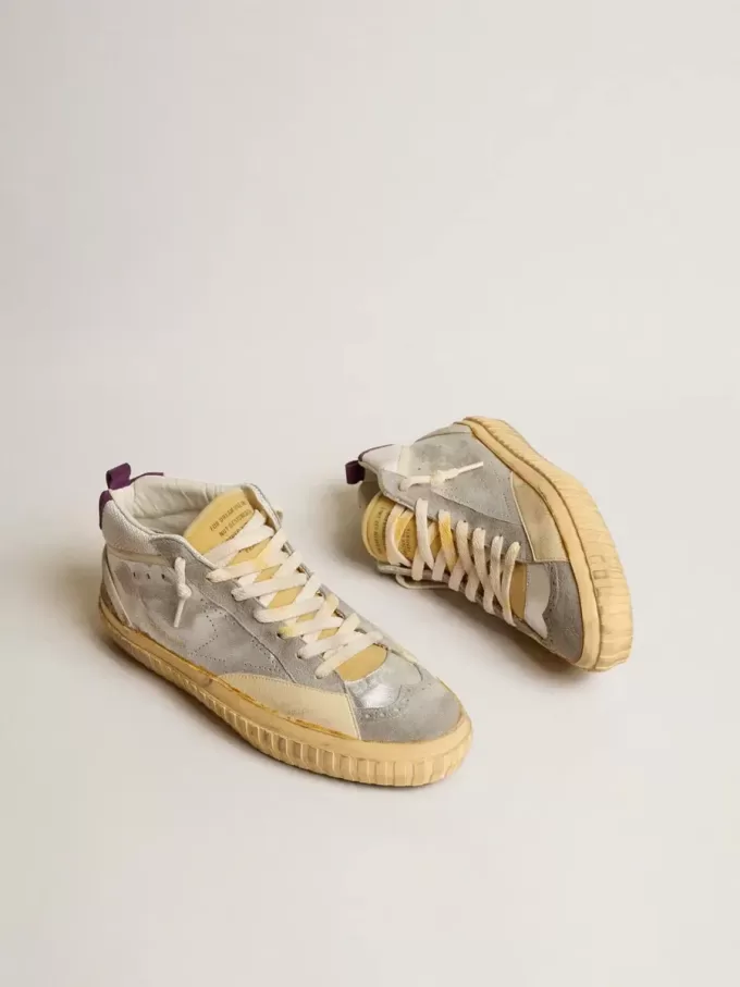 Mid Star LAB in pelle metallizzata argento e mesh con stella traforata Mid Star LAB in pelle metallizzata argento e mesh con stella traforata