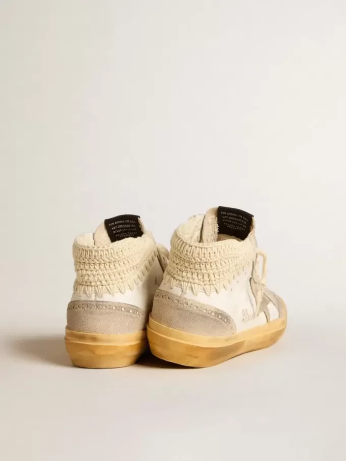 Mid Star LTD con stella in pelle scamosciata perlata e linguetta sul tallone in maglia beige