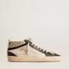 Mid Star LTD da uomo in pelle bianca e nera con perle e stella traforata