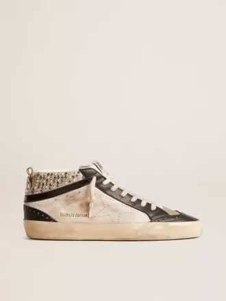 Mid Star LTD da uomo in pelle bianca e nera con perle e stella traforata
