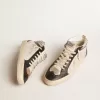 Mid Star LTD da uomo in pelle bianca e nera con perle e stella traforata