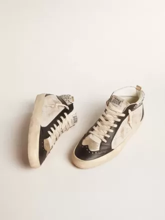 Mid Star LTD da uomo in pelle bianca e nera con perle e stella traforata