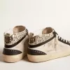 Mid Star LTD da uomo in pelle bianca e nera con perle e stella traforata