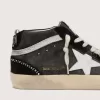 Mid Star LTD in denim nero con inserti in pelle scamosciata e cristalli Swarovski Mid Star LTD in denim nero con inserti in pelle scamosciata e cristalli Swarovski