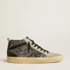 Mid Star LTD in nero glitterato con stella e logo in pelle nera
