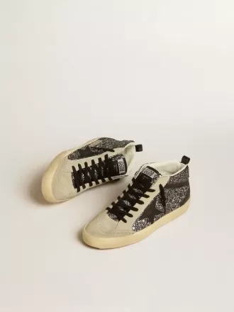 Mid Star LTD in nero glitterato con stella e logo in pelle nera Mid Star LTD in nero glitterato con stella e logo in pelle nera