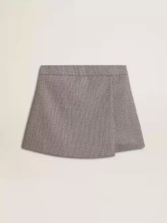 Mini shorts da donna in lana pied-de-poule grigio