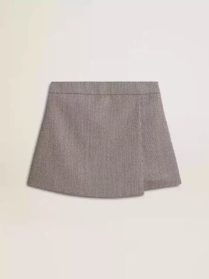 Mini shorts da donna in lana pied-de-poule grigio