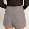 Mini shorts da donna in lana pied-de-poule grigio
