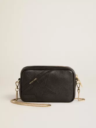 Mini Star Bag in pelle nera con stella tono su tono Mini Star Bag in pelle nera con stella tono su tono