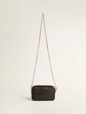 Mini Star Bag in pelle nera con stella tono su tono Mini Star Bag in pelle nera con stella tono su tono