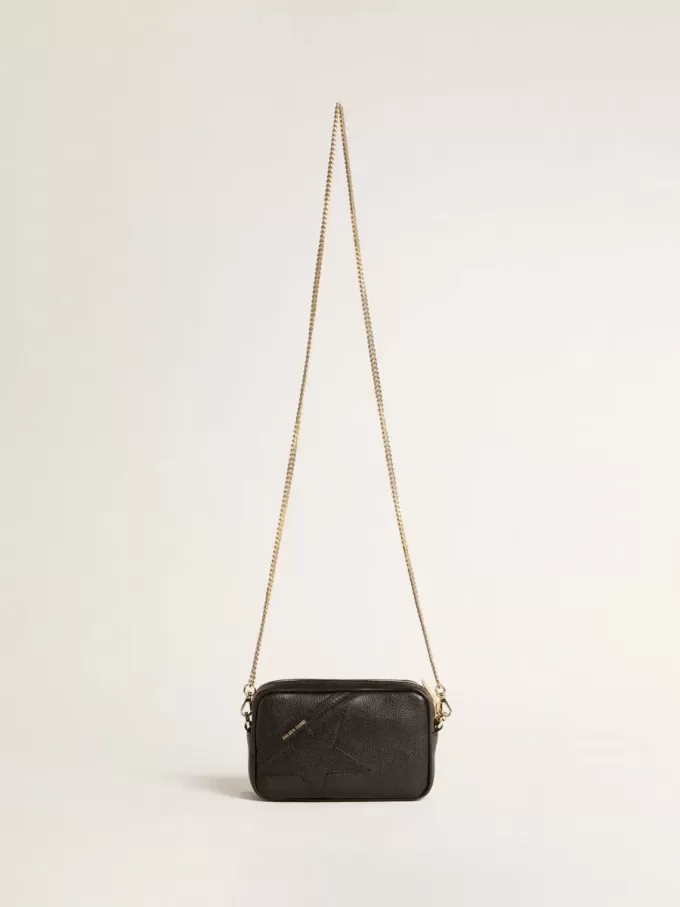 Mini Star Bag in pelle nera con stella tono su tono Mini Star Bag in pelle nera con stella tono su tono