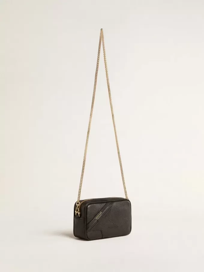 Mini Star Bag in pelle nera con stella tono su tono Mini Star Bag in pelle nera con stella tono su tono