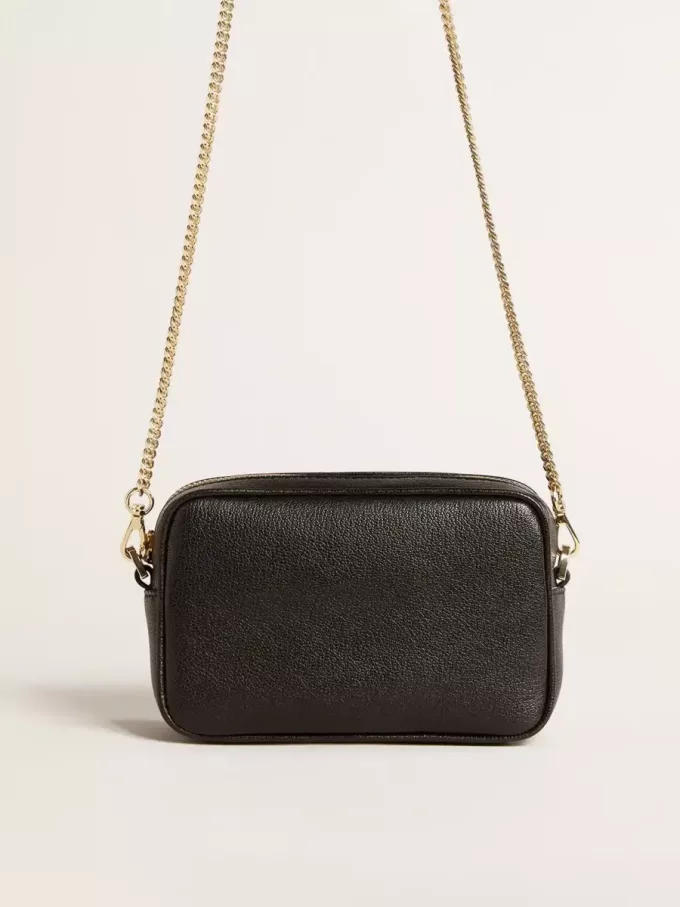 Mini Star Bag in pelle nera con stella tono su tono Mini Star Bag in pelle nera con stella tono su tono