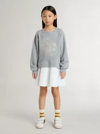 Miniabito grigio e bianco da bambina