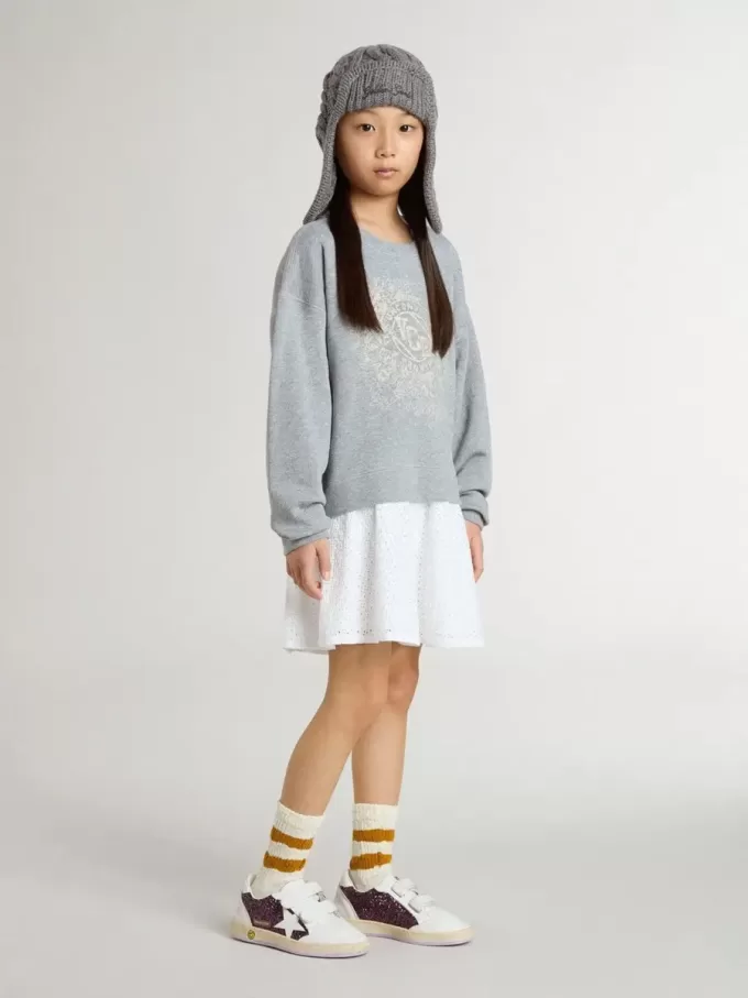 Miniabito grigio e bianco da bambina