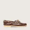 Mocassini Cruise da donna in pelle marrone scuro lucida con lacci da trekking grigio tortora Mocassini Cruise da donna in pelle marrone scuro lucida con lacci da trekking grigio tortora