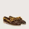 Mocassino Cruise da donna in pelle di pony con stampa leopardata e lacci da trekking gialli Mocassino Cruise da donna in pelle di pony con stampa leopardata e lacci da trekking gialli