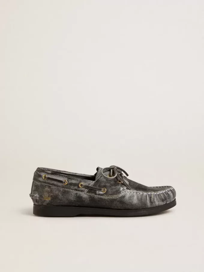 Mocassino Cruise Teen in pelle nera effetto invecchiato Mocassino Cruise Teen in pelle nera effetto invecchiato