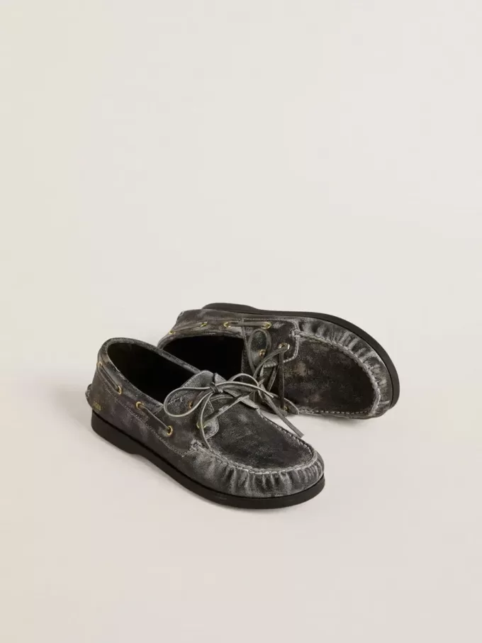 Mocassino Cruise Teen in pelle nera effetto invecchiato Mocassino Cruise Teen in pelle nera effetto invecchiato