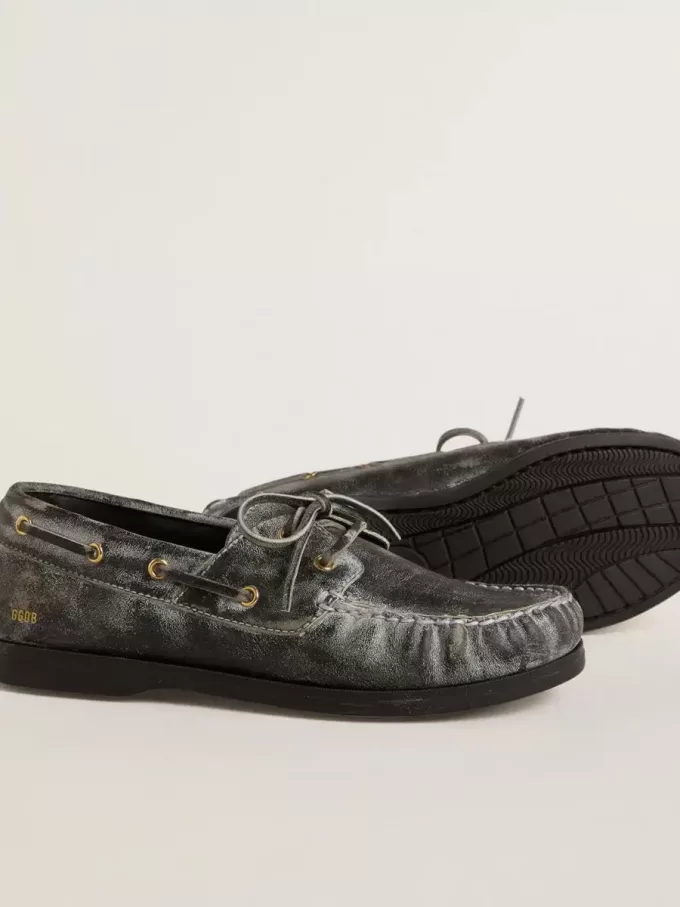 Mocassino Cruise Teen in pelle nera effetto invecchiato Mocassino Cruise Teen in pelle nera effetto invecchiato