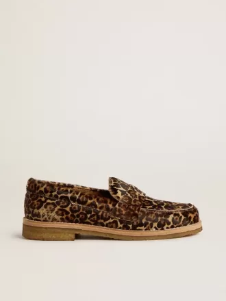 Mocassino Jerry da donna in pelle di pony con stampa leopardata
